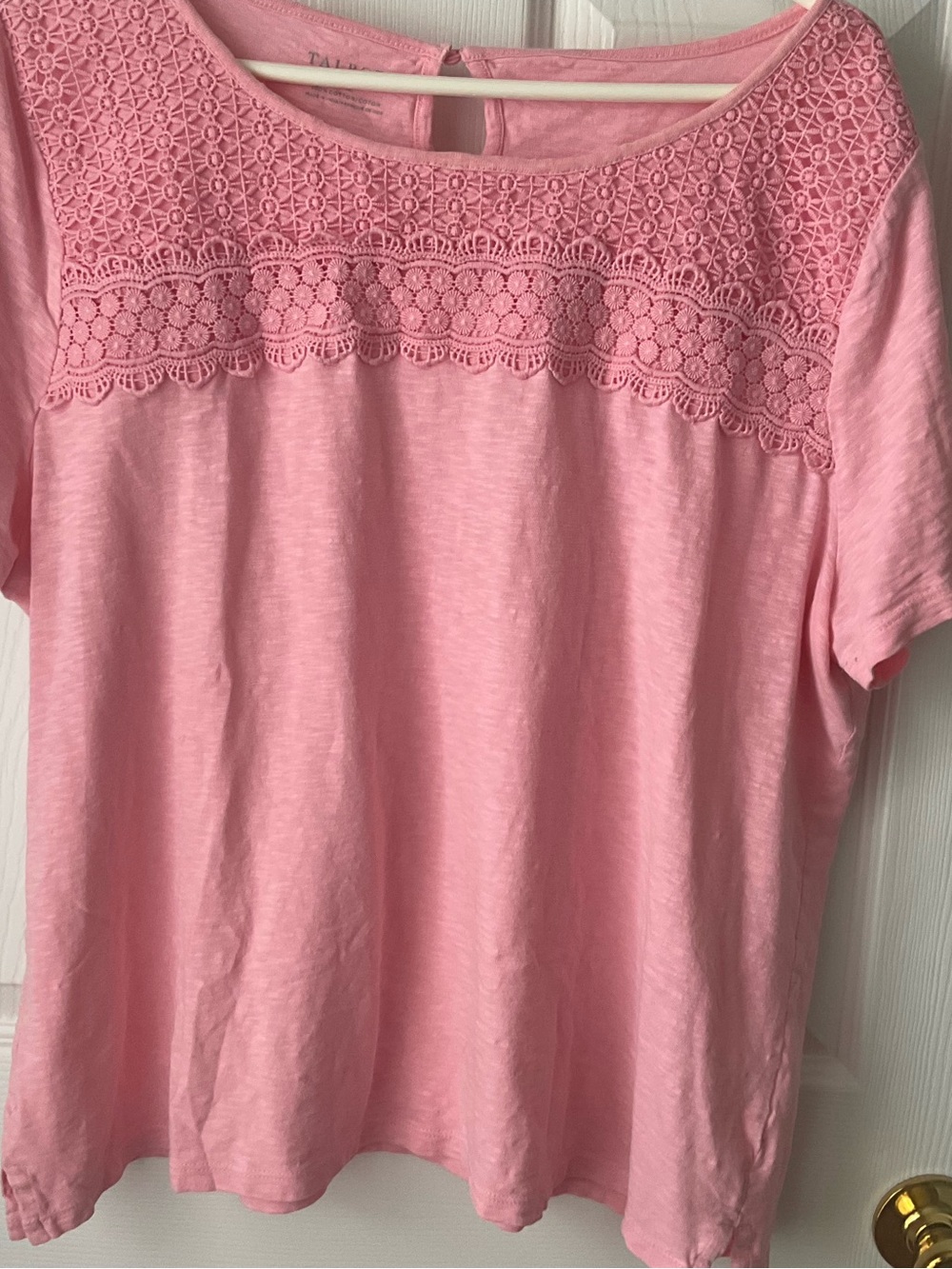 NWOT Talbots Pink Embroidered Cotton Top XL
